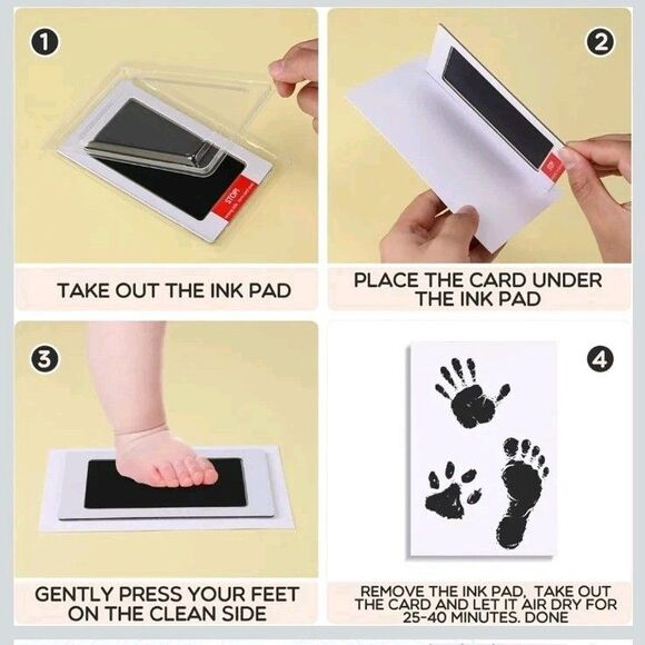 Jetec 9 Set Inkless Baby Footprint and Handprint Kit, Clean Touch Ink Pad For Ba - Picture 3 of 11